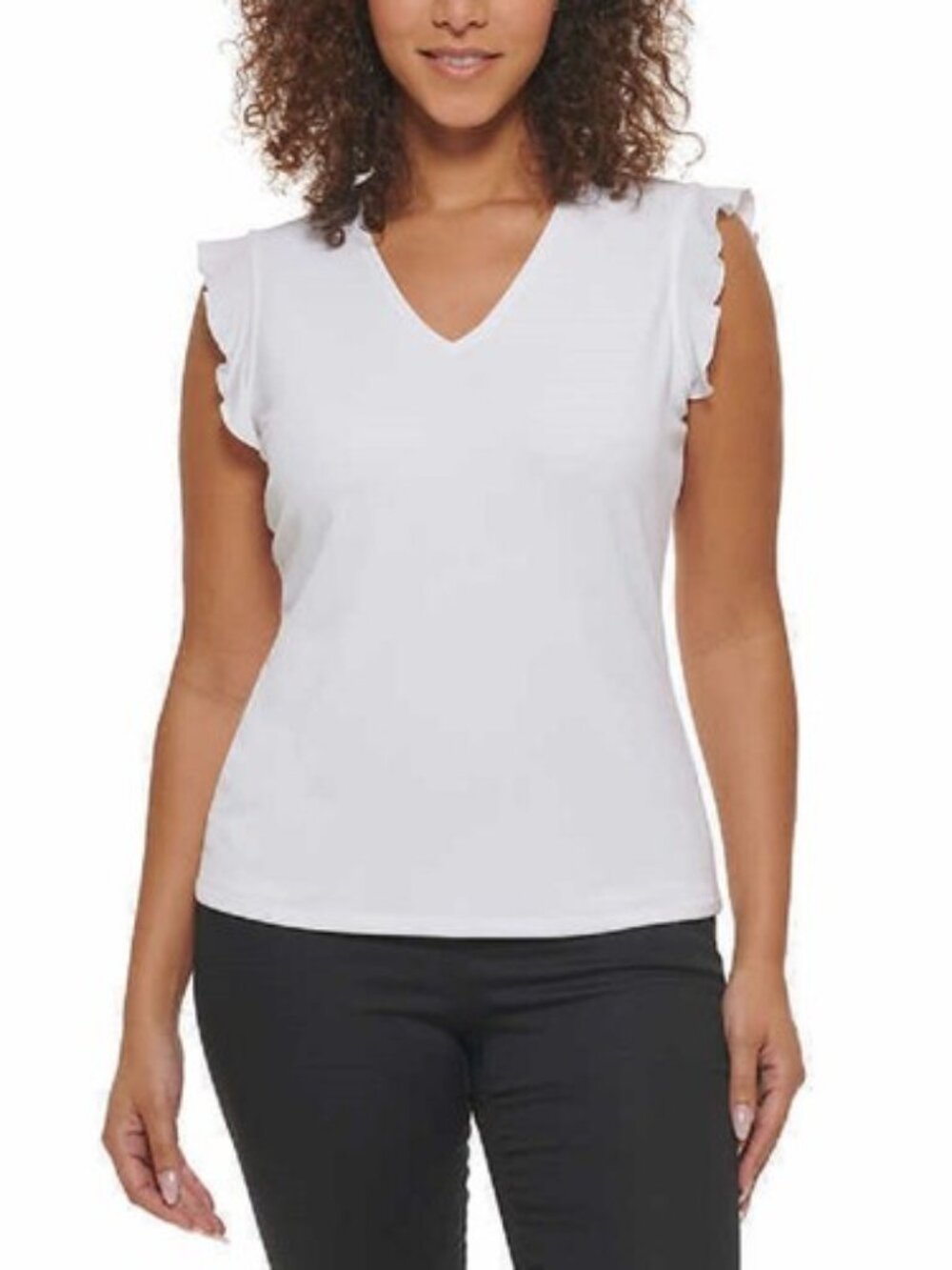 Andrew Marc Womens Ruffle Sleeve Blouse